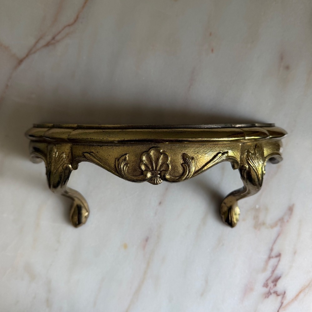 Vintage 1983 Burwood Gold Wall Console Shelf Hollywood Regency Scrolled 2625